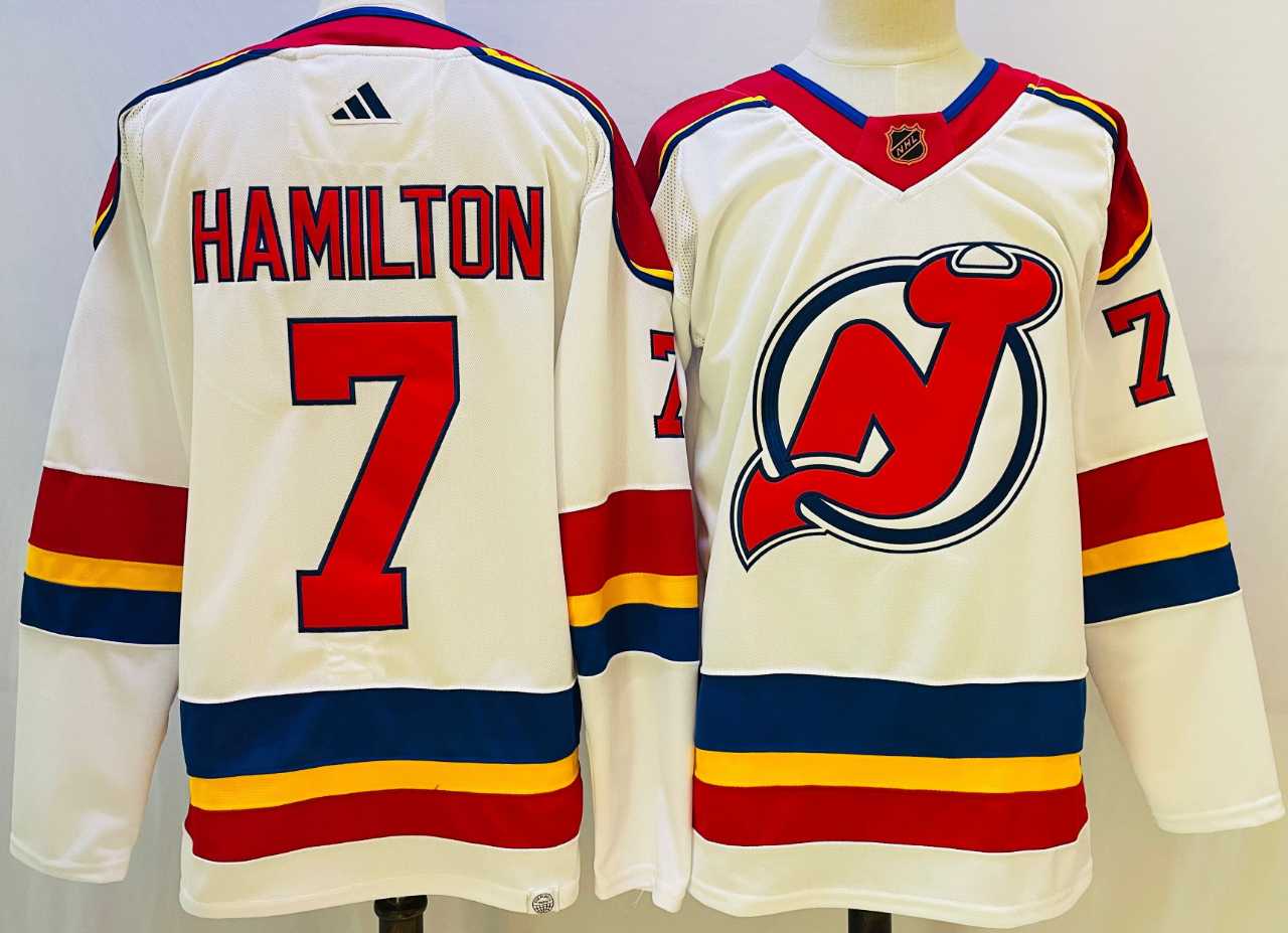Men's New Jersey Devils #7 Dougie Hamilton White 2022 Reverse Retro Authentic Jersey,We sell and wholesale Men's New Jersey Devils #7 Dougie Hamilton White 2022 Reverse Retro Authentic Jersey on line form chian!